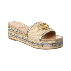 Valentino Vlogo Signature 60 Leather-Trim Platform Sandal, Gold